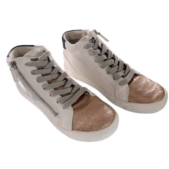 DOLCE VITA ZONYA COPPER AND WHITE LEATHER SNEAKERS SIZE 9 - Picture 3 of 14